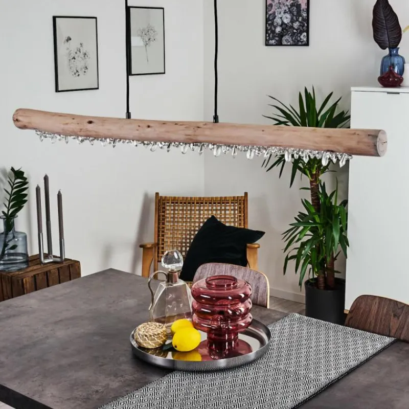 Luminaires Scandinaves-hofstein Suspension Rodeche LED Bois clair, Noir, 1 lumière