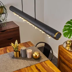 Lampes Dorées-hofstein Suspension Rodeche LED Noir, 1 lumière