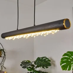 Lampes Dorées-hofstein Suspension Rodeche LED Noir, 1 lumière