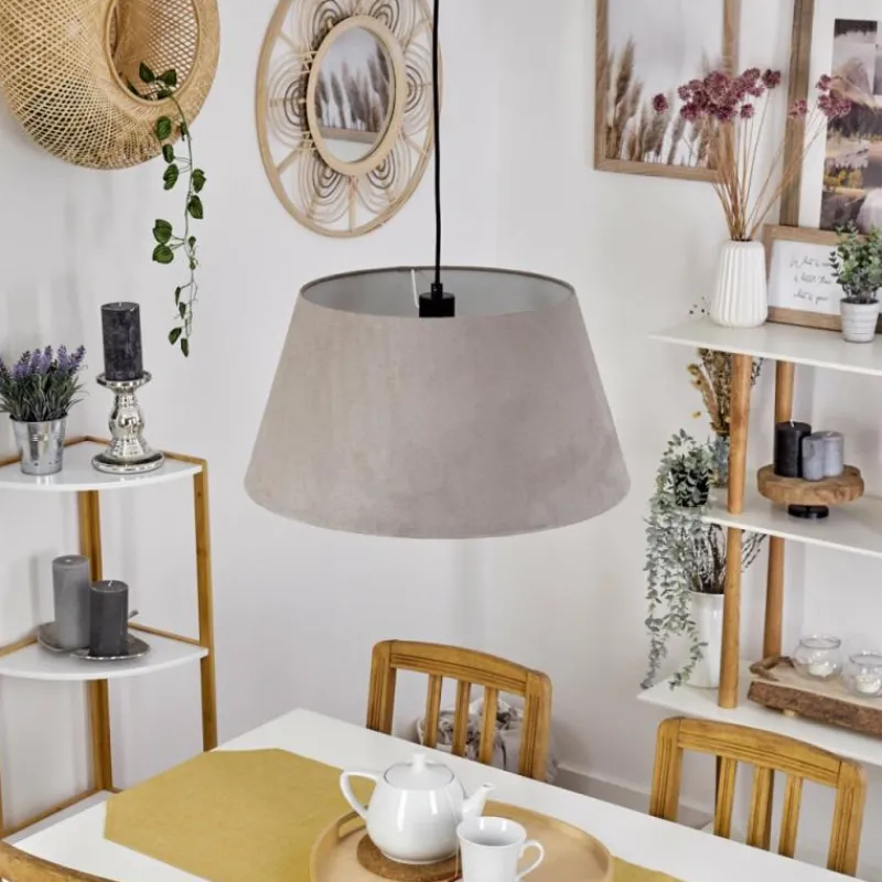 Lampes En Tissu-hofstein Suspension Sagu Noir, 1 lumière