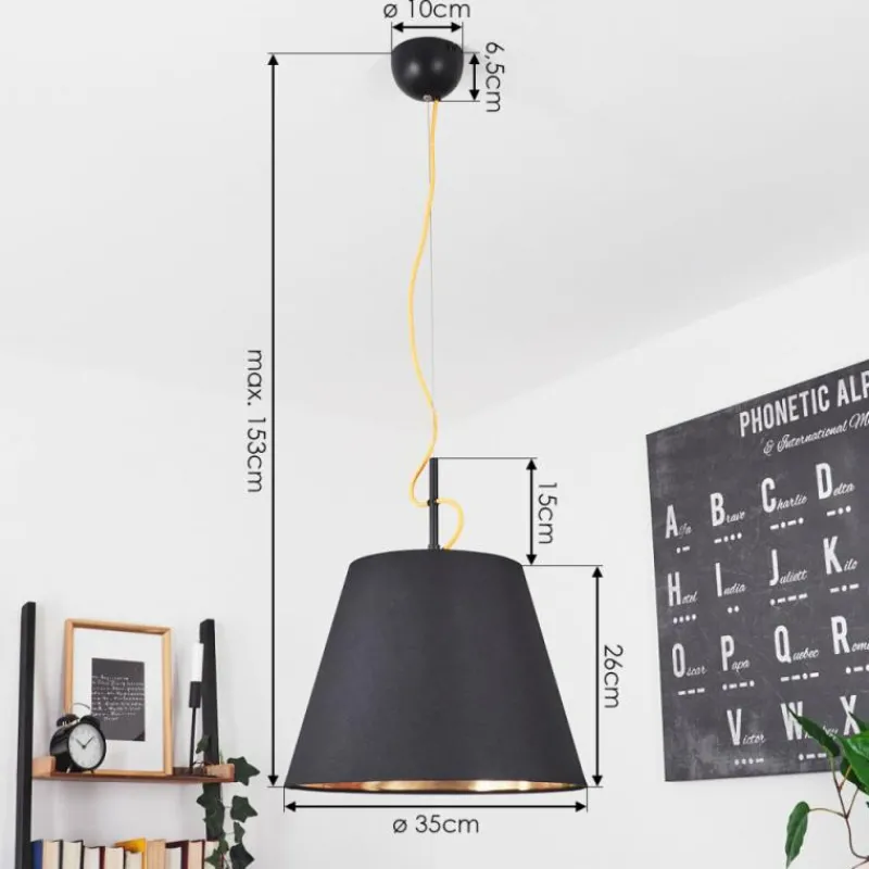 Lampes En Tissu-hofstein Suspension Saillon Jaune, Noir, 1 lumière
