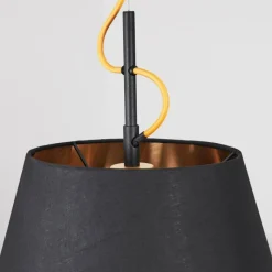 Lampes En Tissu-hofstein Suspension Saillon Jaune, Noir, 1 lumière