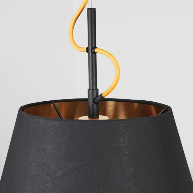 Lampes En Tissu-hofstein Suspension Saillon Jaune, Noir, 1 lumière