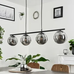 Suspension Verre Fumé-hofstein Suspension Salamonde Noir, 4 lumières