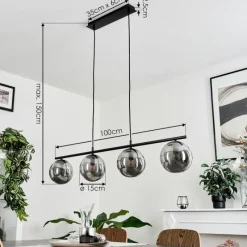 Suspension Verre Fumé-hofstein Suspension Salamonde Noir, 4 lumières