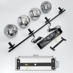 Suspension Verre Fumé-hofstein Suspension Salamonde Noir, 4 lumières