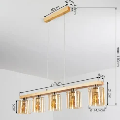 hofstein Suspension Saltaire Bois clair, Argenté, 5 lumières