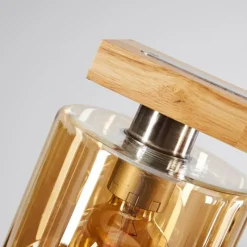 hofstein Suspension Saltaire Bois clair, Argenté, 5 lumières