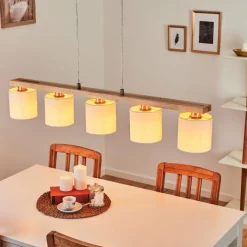 Lampes En Tissu-hofstein Suspension Saltaire Bois clair, Argenté, 5 lumières