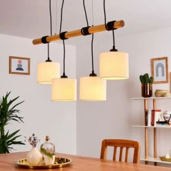 Lampes En Tissu-hofstein Suspension Sambia Brun, Noir, 4 lumières