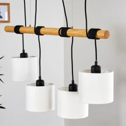 Lampes En Tissu-hofstein Suspension Sambia Brun, Noir, 4 lumières