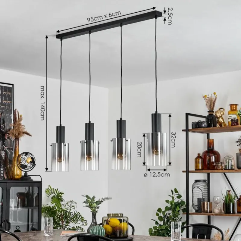 hofstein Suspension Sambour Noir, 4 lumières