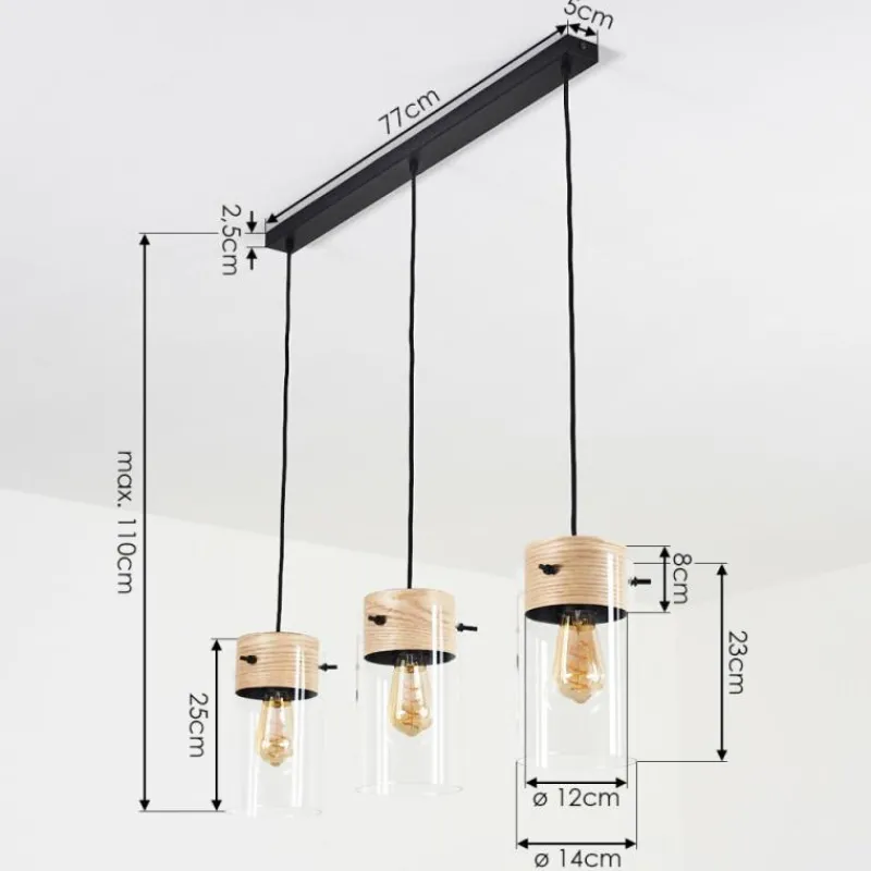 hofstein Suspension Sarteano Noir, 3 lumières