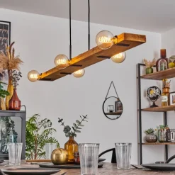 hofstein Suspension Schanis Écru, Noir, 5 lumières