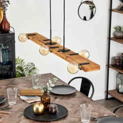 hofstein Suspension Schanis Écru, Noir, 5 lumières