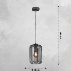 Lampes Industrielles-SCHÖNER WOHNEN-Kollektion Suspension Cage Noir, 1 lumière