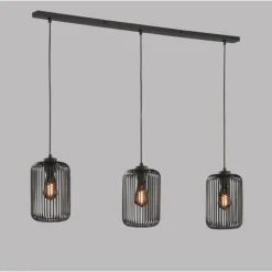 Lampes Industrielles-SCHÖNER WOHNEN-Kollektion Suspension Cage Noir, 3 lumières