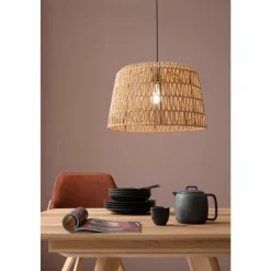 Style Boho-Chic-SCHÖNER WOHNEN-Kollektion Suspension Macra Écru, Noir, 1 lumière