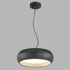 Lampes En Bois-SCHÖNER WOHNEN-Kollektion Suspension Wood LED Couleur bois, Noir, 1 lumière