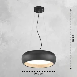 Lampes En Bois-SCHÖNER WOHNEN-Kollektion Suspension Wood LED Couleur bois, Noir, 1 lumière