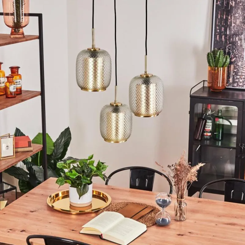 hofstein Suspension Scone Or, Laiton, 3 lumières