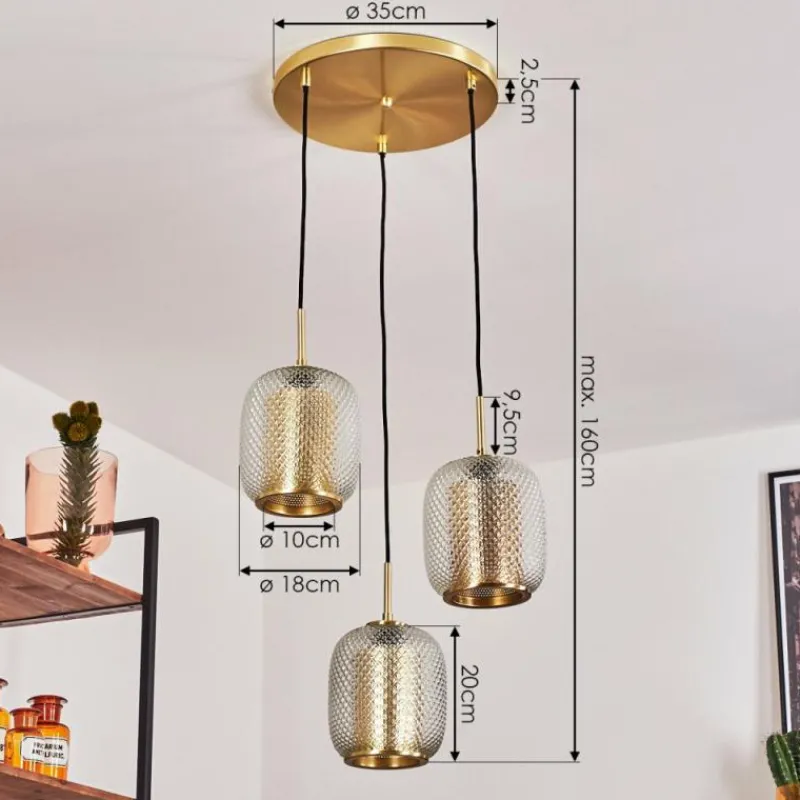 hofstein Suspension Scone Or, Laiton, 3 lumières