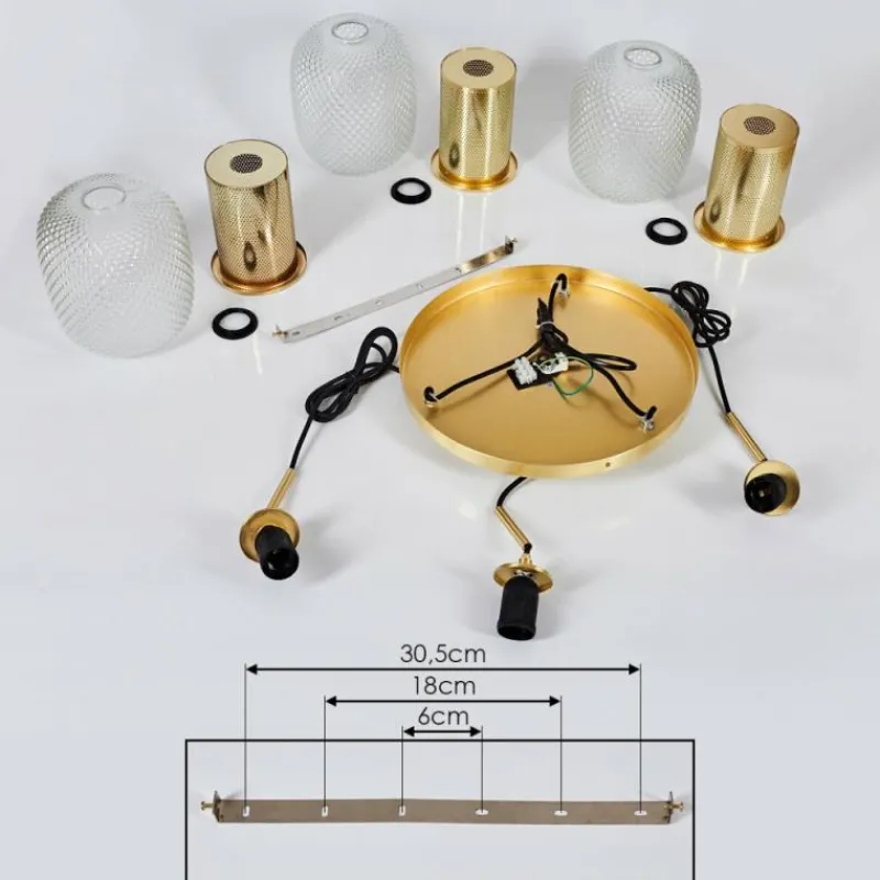 hofstein Suspension Scone Or, Laiton, 3 lumières