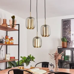 hofstein Suspension Scone Or, Laiton, 3 lumières