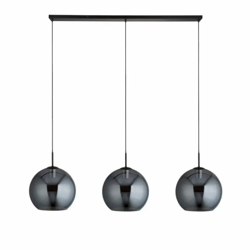 Suspension Verre Fumé-Luminaires Searchlight Suspension Searchlight Amsterdam Noir, 3 lumières