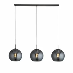 Suspension Verre Fumé-Luminaires Searchlight Suspension Searchlight Amsterdam Noir, 3 lumières