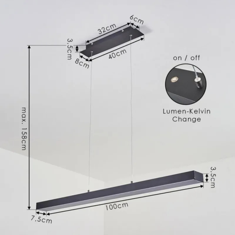hofstein Suspension Seaton LED Noir, 1 lumière