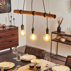 Lampes Vintages & Rétros-hofstein Suspension Seegaard Bois clair, Noir, 3 lumières