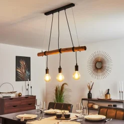 Lampes Vintages & Rétros-hofstein Suspension Seegaard Bois clair, Noir, 3 lumières