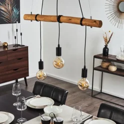 Lampes Vintages & Rétros-hofstein Suspension Seegaard Bois clair, Noir, 3 lumières