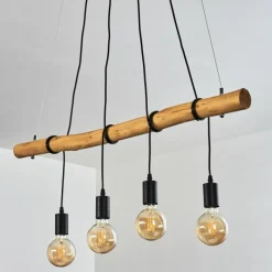 Lampes Vintages & Rétros-hofstein Suspension Seegaard Bois clair, Noir, 4 lumières