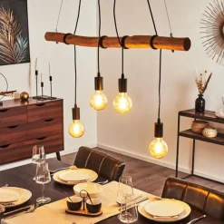 Lampes Vintages & Rétros-hofstein Suspension Seegaard Bois clair, Noir, 4 lumières