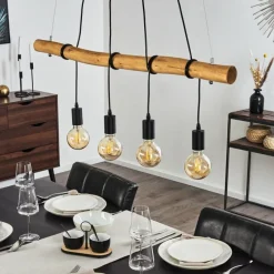 Lampes Vintages & Rétros-hofstein Suspension Seegaard Bois clair, Noir, 4 lumières