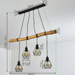 Style Boho-Chic-hofstein Suspension Seegaard Bois clair, Noir, 4 lumières