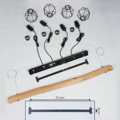 Style Boho-Chic-hofstein Suspension Seegaard Bois clair, Noir, 4 lumières