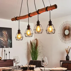 Style Boho-Chic-hofstein Suspension Seegaard Bois clair, Noir, 4 lumières