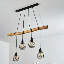 Style Boho-Chic-hofstein Suspension Seegaard Bois clair, Noir, 4 lumières