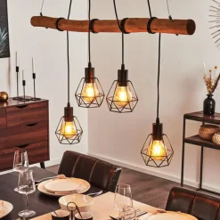 Style Boho-Chic-hofstein Suspension Seegaard Bois clair, Noir, 4 lumières