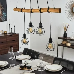 Style Boho-Chic-hofstein Suspension Seegaard Bois clair, Noir, 4 lumières