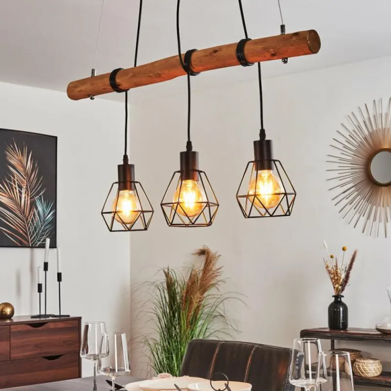 Luminaires Scandinaves-hofstein Suspension Seegaard Brun, 3 lumières