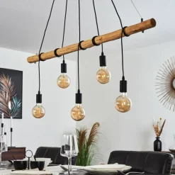 Lampes Vintages & Rétros-hofstein Suspension Seegaard Noir, 5 lumières