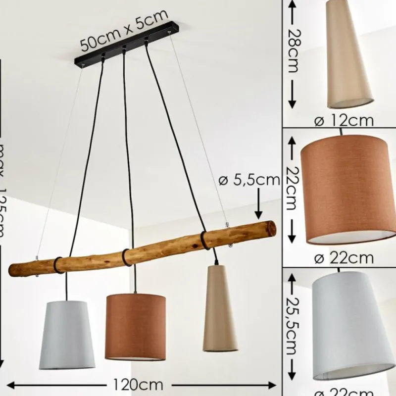 Lampes En Tissu-hofstein Suspension Seegaard Noir, 3 lumières