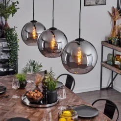 Suspension Verre Fumé-hofstein Suspension Semrong Noir, 3 lumières