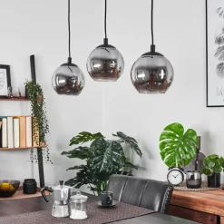 Suspension Verre Fumé-hofstein Suspension Sernf Noir, 3 lumières