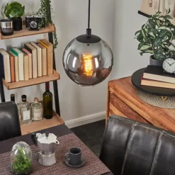 Suspension Verre Fumé-hofstein Suspension Sernf Noir, 1 lumière