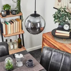 Suspension Verre Fumé-hofstein Suspension Sernf Noir, 1 lumière